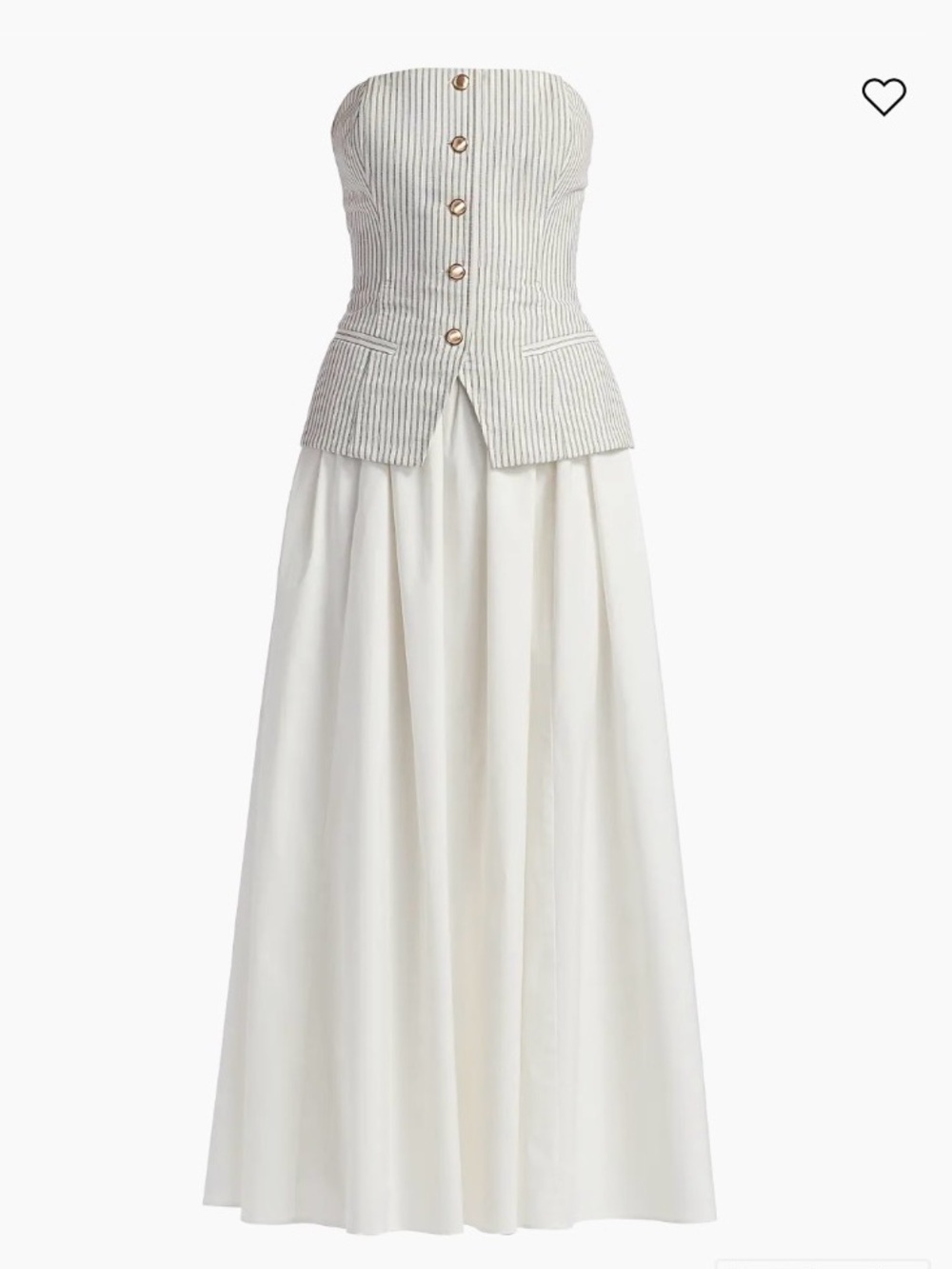 Cami NYC Strapless Cotton-Linen Maxi Dress in White and Neutral Stripe